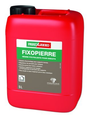 Résine polyvalente pour gobetis d'accrochage, barbotine et bouche-pores FIXOPIERRE bidon de 5L
