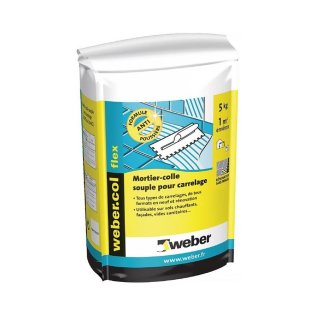 Mortier colle carrelage grands formats WEBERCOL FLEX Gris 5Kg