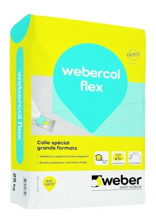 Mortier colle carrelage grands formats WEBERCOL FLEX Gris sac de 25Kg
