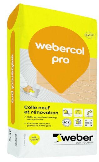 Mortier colle carrelage WEBERCOL PRO Gris sac de 25Kg